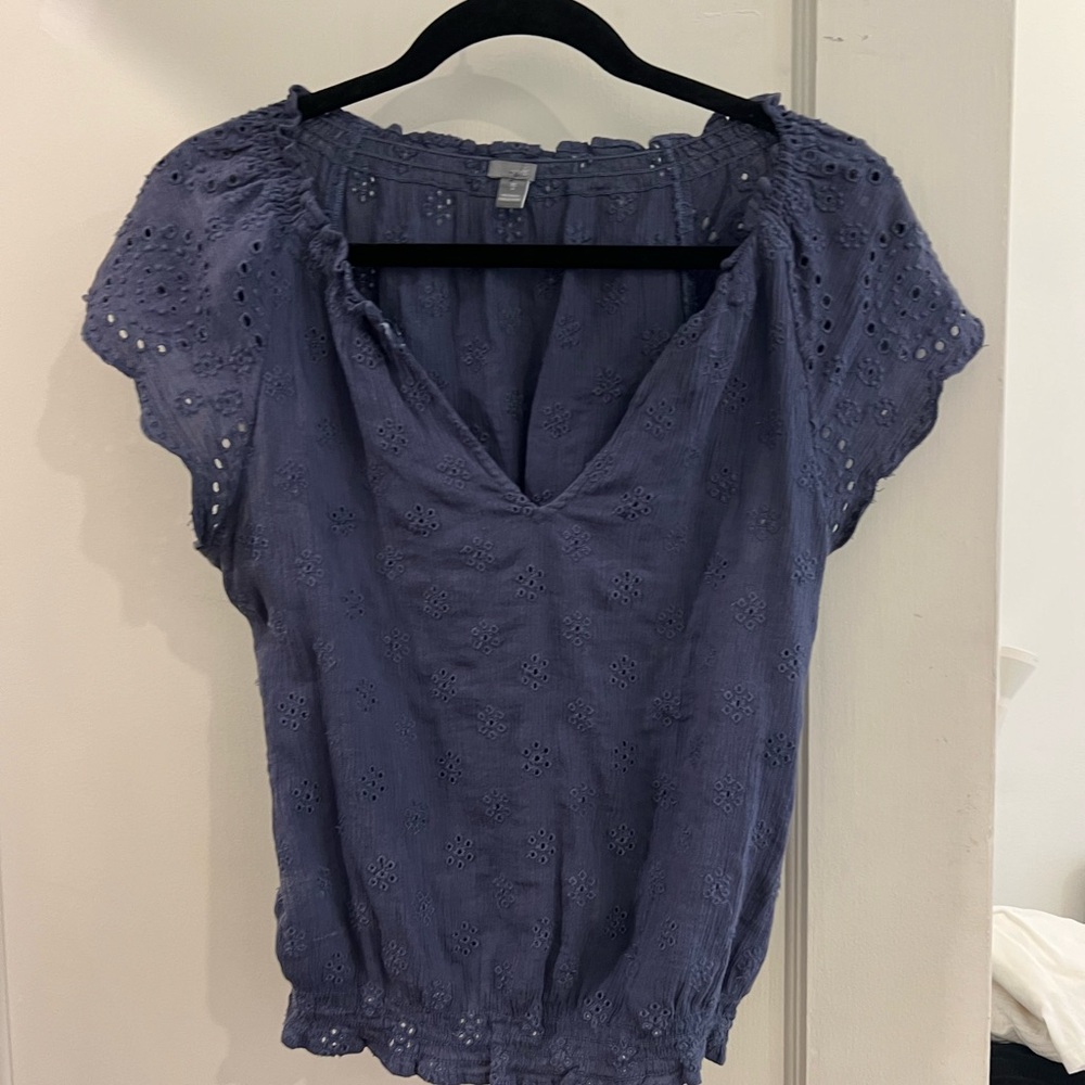 Aerie Blue Eyelet Top